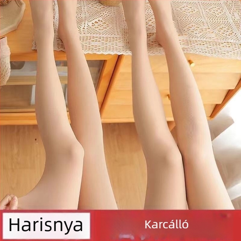 Női harisnya tavasz–őszre: vékony, bőrszínű árnyalatú, szálhúzás elleni védelemmel, plusz méret, közepes vastagság