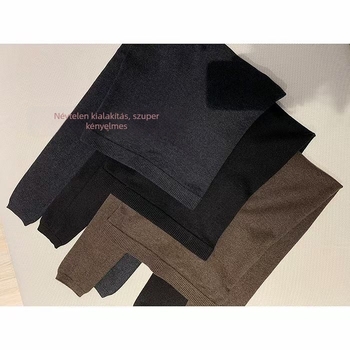 Sima varrás nélküli gyapjú kötött leggings – magas derék, testhez álló fazon, közepes vastagság, gyapjú tartalom 30–50%