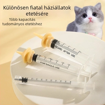 Macska etető fecskendő cumival — műanyag, kézi etetés, Cute Pet Pastoral