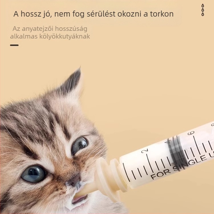 Macska etető fecskendő cumival — műanyag, kézi etetés, Cute Pet Pastoral