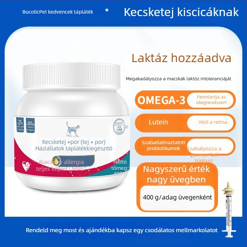 Macska etető fecskendő cumival — műanyag, kézi etetés, Cute Pet Pastoral
