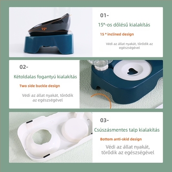 Automata víz- és ételadagoló macskáknak és kutyáknak; szivárgásmentes nyakvédős tál; ABS anyag; teljes automata etető készlet; súly ~250 g; Márka Taiguang; Csomagolás: alap + tál 50 db; ivóüveg 200 db