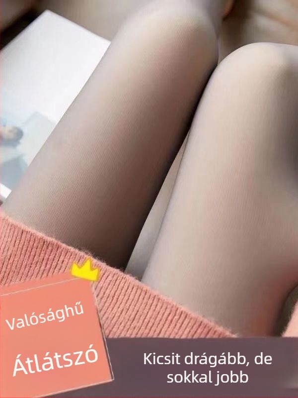 Vastag bélésű harisnya egyben, meleg, bőrhatás, rövid hosszúságú