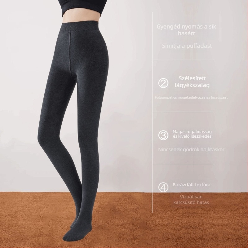 Női gyapjú leggings ősz-télre, fleece-beléssel, vastag, meleg, karcsúsító, szürke kasmír leggings
