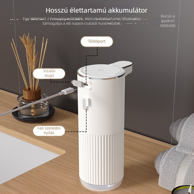 Szenzoros szappanadagoló, teljesen automata, falra szerelhető, ABS