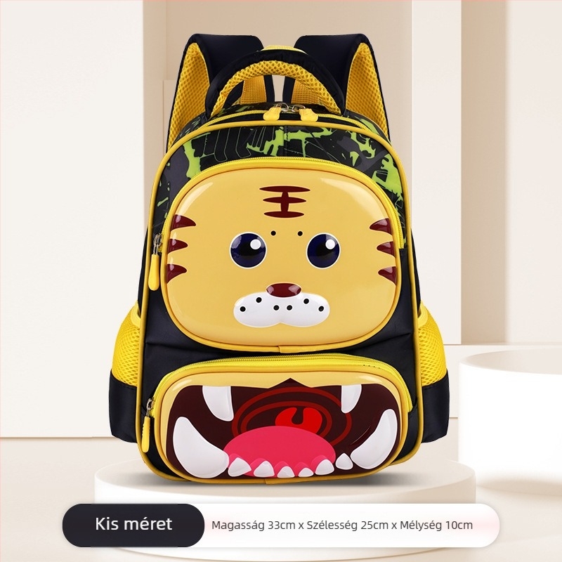 Iskolai gyerek hátizsák állatmintával – Oxford anyag, légpárnás vállpántok, 1–2. osztály, rajzfilmszerű stílus