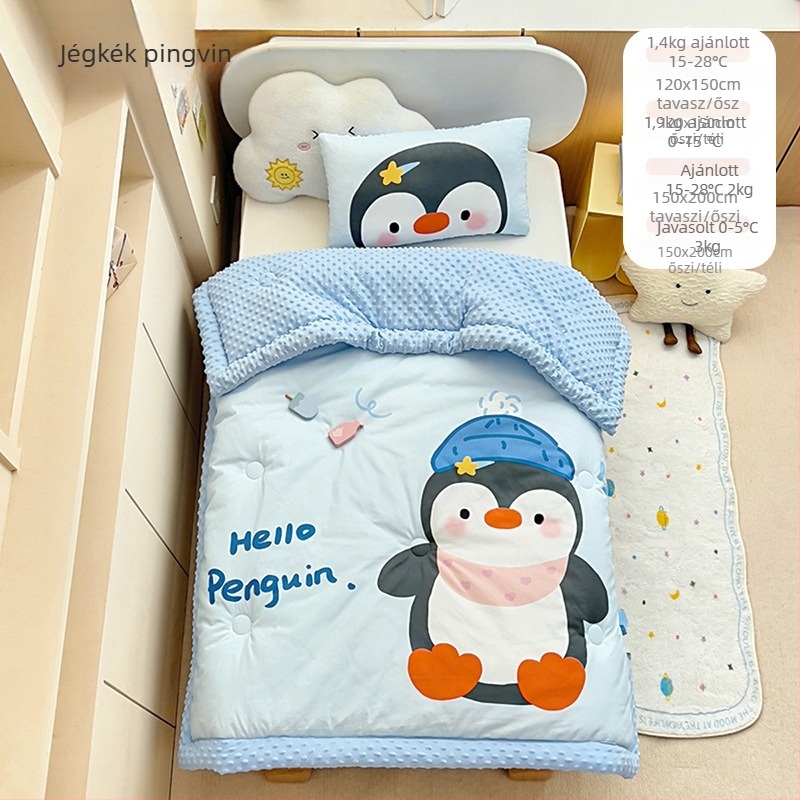 Csecsemő téli quilt – anyag: tiszta pamut és kötött pamut, töltet: poliészter, 6 éves korig, súly 1.1–2 jin