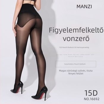 Manzi 15D kivágott hálós harisnyanadrág, magas derekú, varrás nélküli, nylon