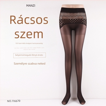 Manzi 15D kivágott hálós harisnyanadrág, magas derekú, varrás nélküli, nylon