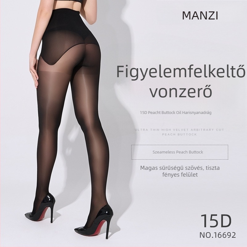 Manzi 15D kivágott hálós harisnyanadrág, magas derekú, varrás nélküli, nylon