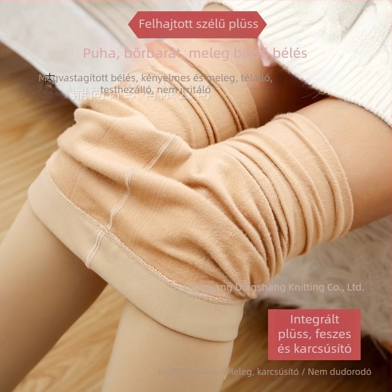 Dragon Claw fleece-bevonatú vékony harisnya nőknek, tavasz–ősz– télre, bőrszínű árnyalat, zárt lábujjakkal, meleg és átlátszatlan, külső viselethez
