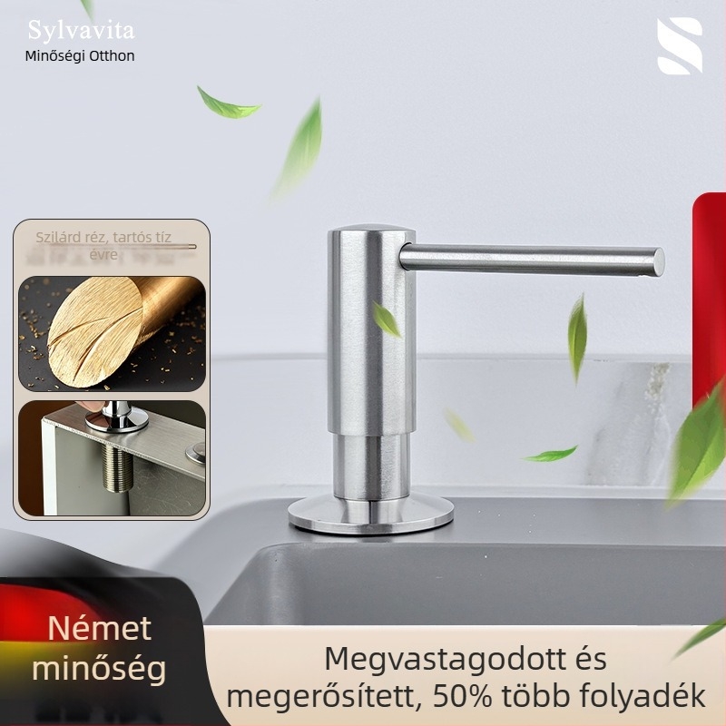 Kézzel működtethető mosogató adagoló folyadék — 304 rozsdamentes acélból, elektroplat felülettel, modern minimalista stílus, súly 250 g