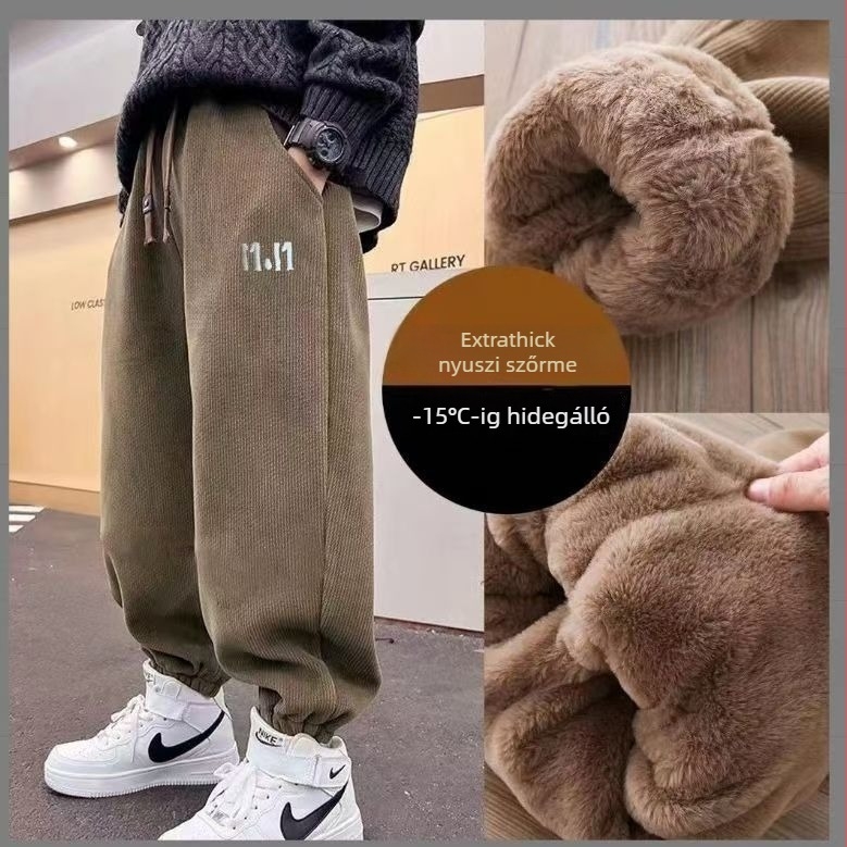 Gyermekek téli nadrágok, uniszex, alap stílus, anyag: poliészter 90%, középmagas derekú gumis derékszíj