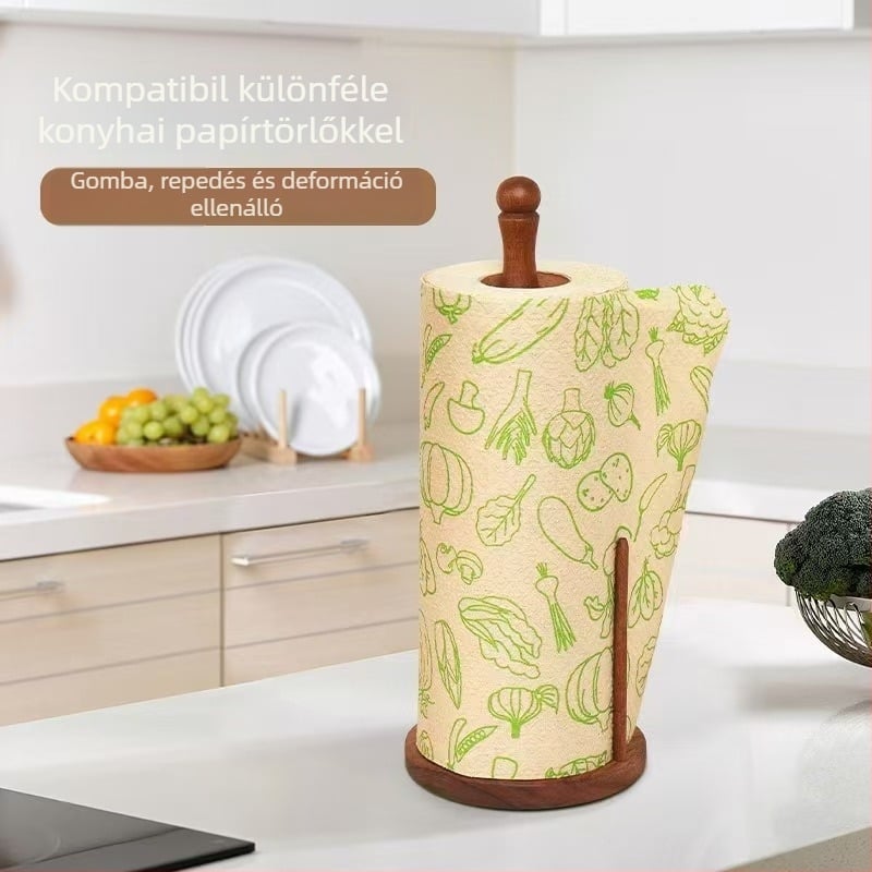 Dongchuang Akácfa konyhai papírtörlő tartó – kör alakú, olajozott felület, új kínai stílus