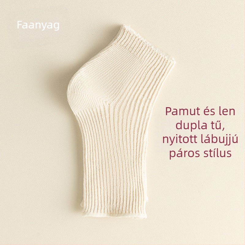 Uniszex nyitott lábujjú rövid zokni nyárra, 75% pamut/25% elasztán, antibakteriális és nedvességelvezető, egyszínű, dupla tűs varrás