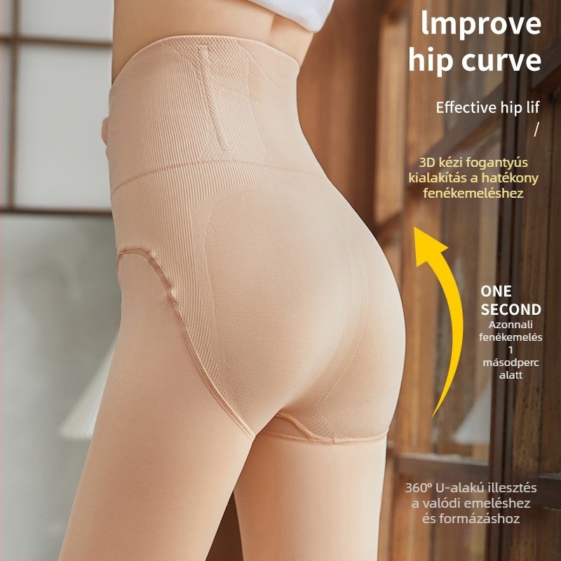 Női magas derekú alakformáló harisnya nylonból, fleece bélés, vastag, teljes hosszúságú, ősz–tél