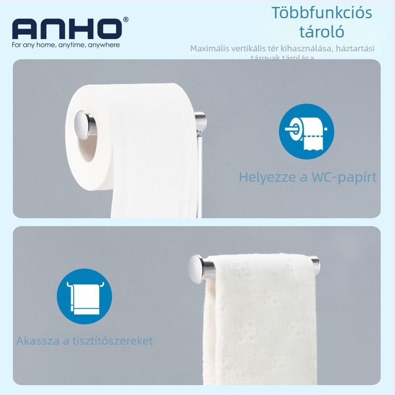 Padlóra álló vécépapír tartó rozsdamentes acélból – fúrás nélküli telepítés, felületkezelés: elektroplating/festés
