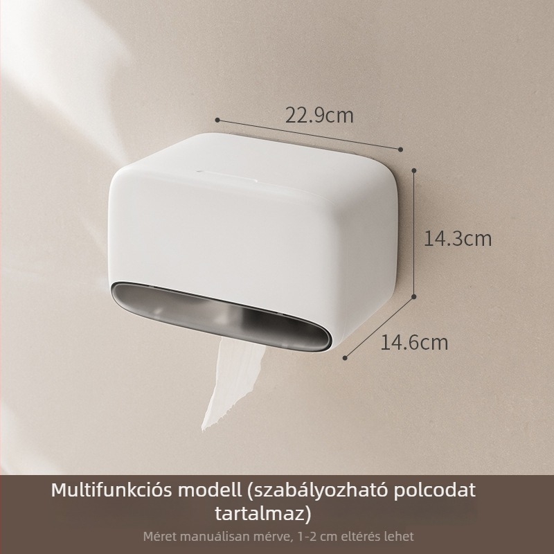 Fali toalettpapírtartó, lyukasztás nélküli, fürdőszobai tároló, Modell 001, Eredet Guangdong, Anyag: Egyéb, Többfunkciós