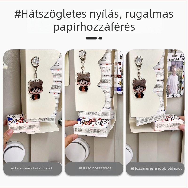 Falihoz rögzíthető vasból készült szalvétatartó, mágneses, szabálytalan alakú, modern minimalist stílus