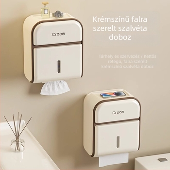 Fali vécépapírtartó fúrás nélkül, vízálló műanyag, modern minimalista stílus