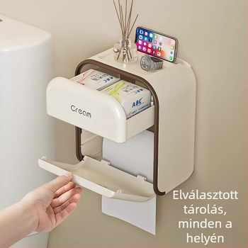 Fali vécépapírtartó fúrás nélkül, vízálló műanyag, modern minimalista stílus