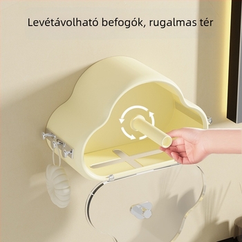 Falihoz rögzíthető papírzsebkendő tartó felhő alakú, kereszt alakú ki-nyitó nyílással, műanyagból, modell A00010, vízálló és többfunkciós