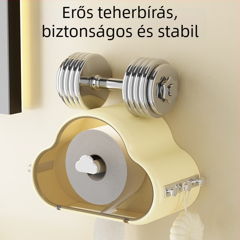 Falihoz rögzíthető papírzsebkendő tartó felhő alakú, kereszt alakú ki-nyitó nyílással, műanyagból, modell A00010, vízálló és többfunkciós