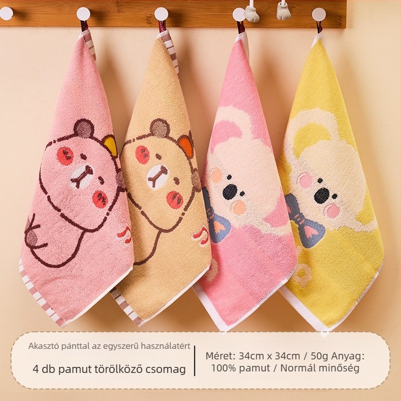 Pamut gyerekeknek szóló négyzet alakú arctörölköző, gyors nedvszívás, 50 g, Jacquard szövés