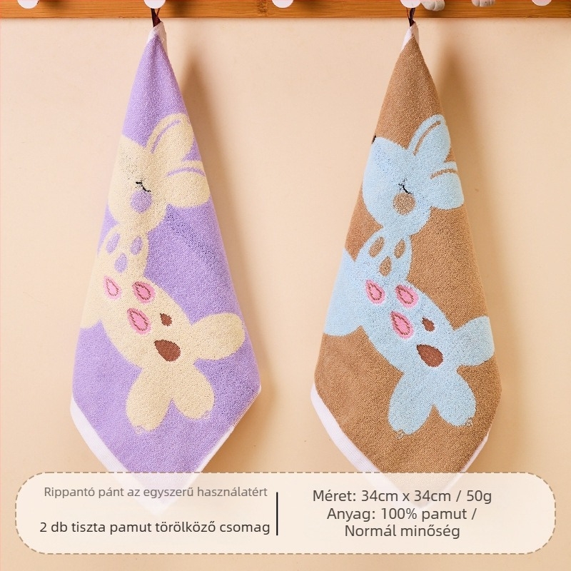 Pamut gyerekeknek szóló négyzet alakú arctörölköző, gyors nedvszívás, 50 g, Jacquard szövés