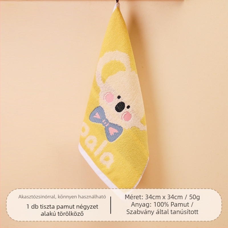 Pamut gyerekeknek szóló négyzet alakú arctörölköző, gyors nedvszívás, 50 g, Jacquard szövés
