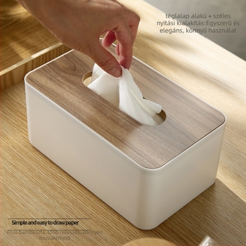 Skandináv stílusú asztali zsebkendőtartó, műanyagból, fedővel, modern minimalist stílus, vízálló és többfunkciós; alkalmas autóba, nappaliba és fürdőszobába; 50 darabos csomag