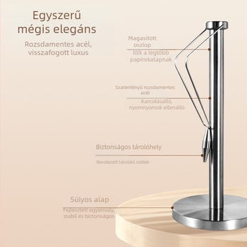 Vertical papírtartó — rozsdamentes acél, kerek alak, csiszolt felület, modern egyszerű stílus; Ou Runzhe
