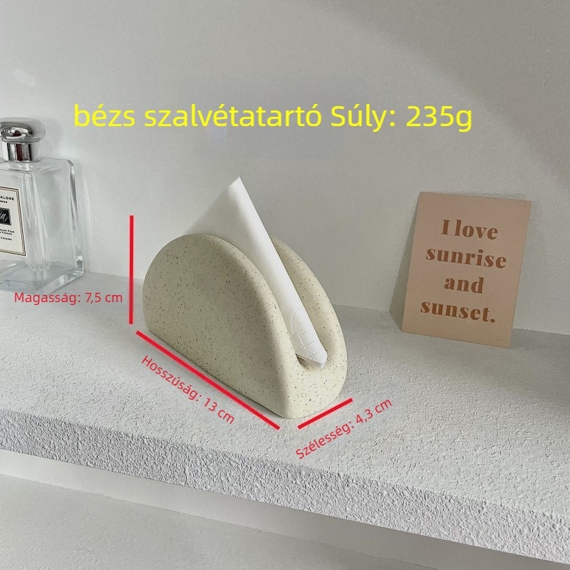 Leyouda kerámia szalvétatartó, nordic stílus, hullámos sarkú kialakítás, glazúros felülettel