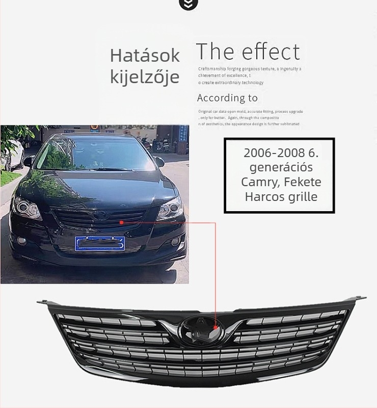 Camry radiátorrács (06-11, 13-15) – Fémes kivitel, Módosított első rész, Black Warrior Grille, Teljesen fekete rács
