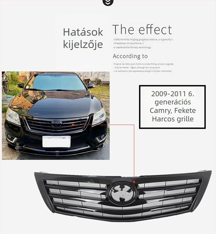 Camry radiátorrács (06-11, 13-15) – Fémes kivitel, Módosított első rész, Black Warrior Grille, Teljesen fekete rács