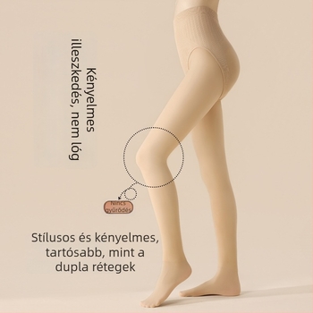 Női harisnya víz-szerű fényű felülettel, magas derék, fekete, bőrtónusig áttetsző, őszi-téli, csúszásmentes, meleg