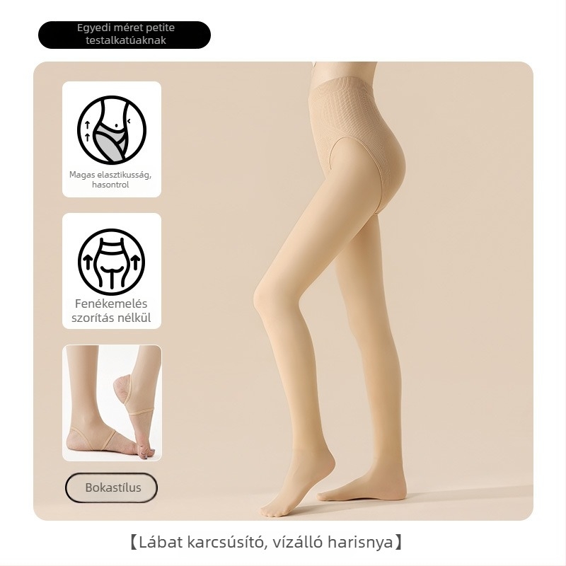 Női harisnya víz-szerű fényű felülettel, magas derék, fekete, bőrtónusig áttetsző, őszi-téli, csúszásmentes, meleg