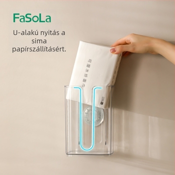 FaSoLa falra szerelhető zsebkendő-doboz, PET anyag, többfunkciós, alkalmas nappalira és fürdőszobára