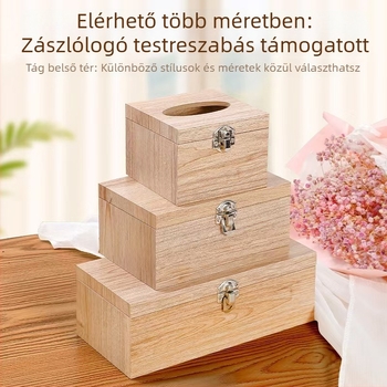 Dream Crown fából készült szalvétatartó zárható fedéllel, asztali kivitel autóhoz, nappalihoz és fürdőszobához, kompatibil cserélhető papírszalvétákkal