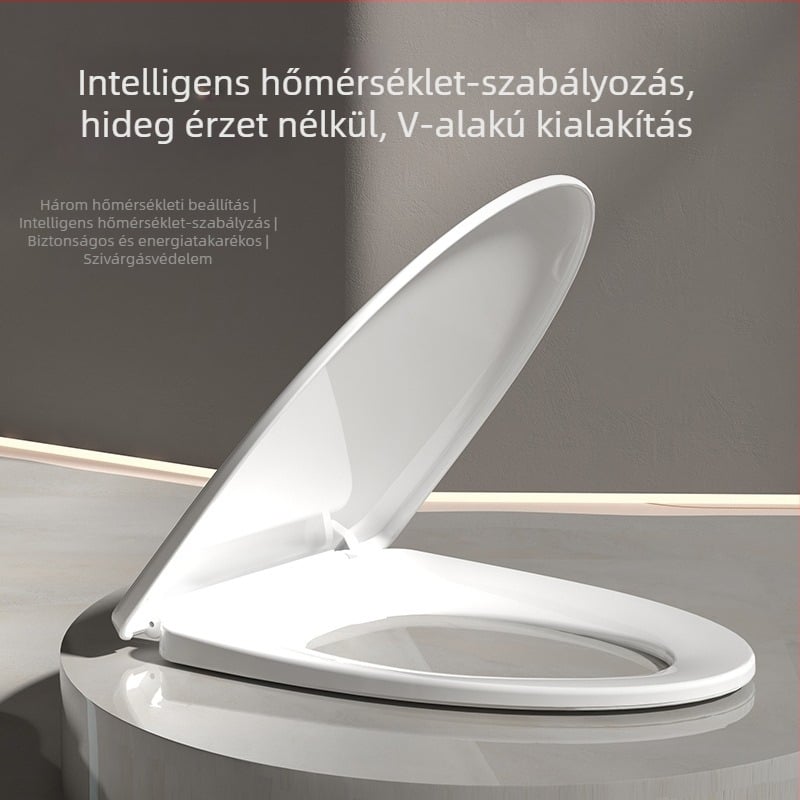 Intelligens azonnal melegítő WC-ülőke, háromfokozatú hőmérséklet-szabályozás, csendes lassú záródású fedél, modell AV-6901, PP anyag