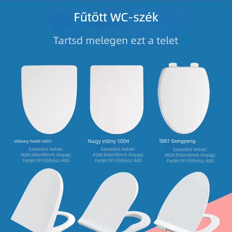 Okos termosztátos WC-fedél állítható hőmérséklettel, szivárgás elleni védelem, lágy-zárás, 14–16 mm-es furatközép-távolság — Modell 5001