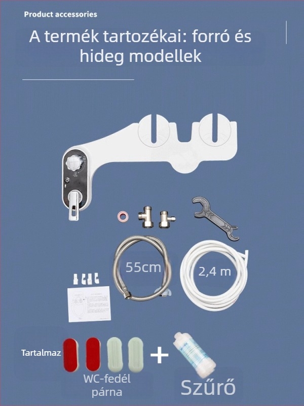 Hőmérséklet-kijelzős bidé ülőke, ABS műanyag, öntisztító fúvóka, szétválasztott felépítés, bidet spriccfúvóka