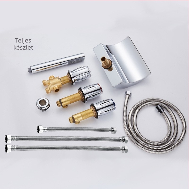 Fürdőkádi keverőcsap-szett - réz, háromrészes felépítés, keramikus patron (5–100°C, 0,05–0,5 MPa)