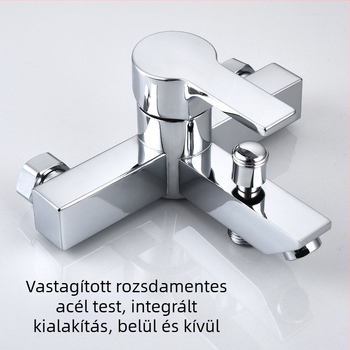 Beépített zuhanykeverő, háromrészes kivitel, rozsdamentes acél test, kerámiás szelepmag (0–90°C, 0–1,6 MPa, 25 mm bemenetek)