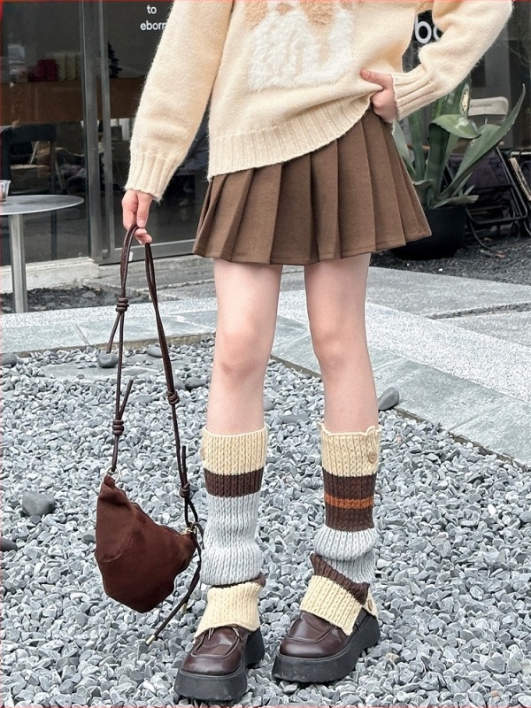 Téli gyerekeknek készült A-vonalú pliszírozott gyapjú szoknya, 8 évesnél idősebbeknek, 80% poliészter