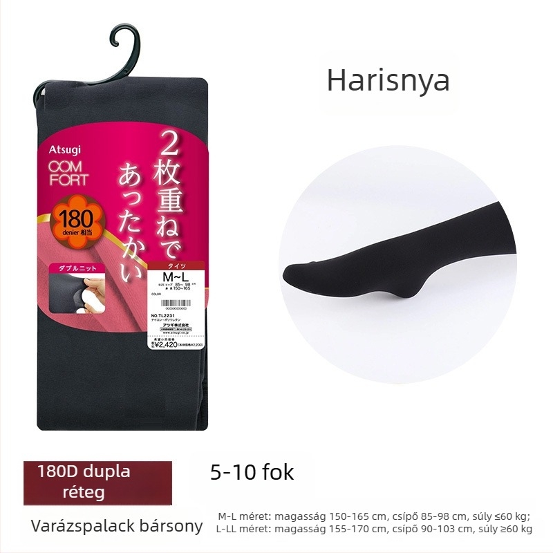 Női vastag velúr harisnya 180D téli meleghez, átlátszatlan, egyszínű