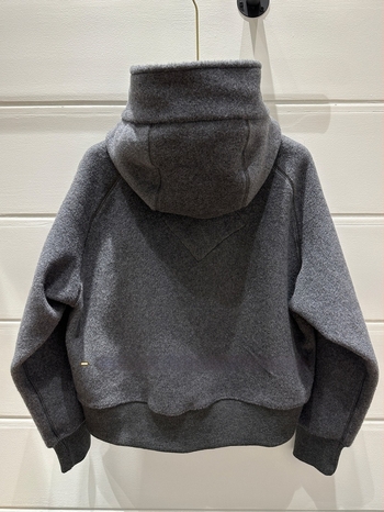Női gyapjú fleece kapucnis dzseki, cipzárral, laza szabás, középhosszú
