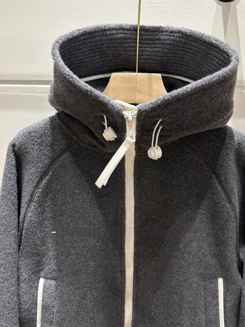 Női gyapjú fleece kapucnis dzseki, cipzárral, laza szabás, középhosszú