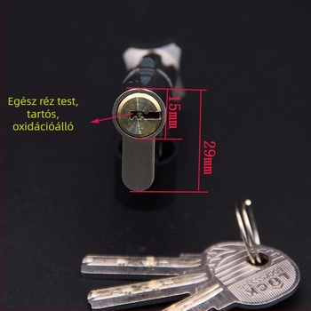 Hálószoba ajtó zárcilinder, test cinkötvözetből, 160 g, beltéri ajtó cilinder.