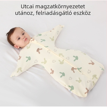 100% pamut baba swaddle alvózsák, 70 cm hosszú, karikatúra mintás, nylon cipzár, anti-startle dizájn, 0–12 hónap között